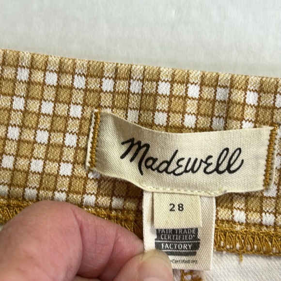 MADEWELL PULL ON SKINNY FLARE IN MINI CHECK PATTERN AUTUME GOLD PANTS SZ 28 - Picture 5 of 16